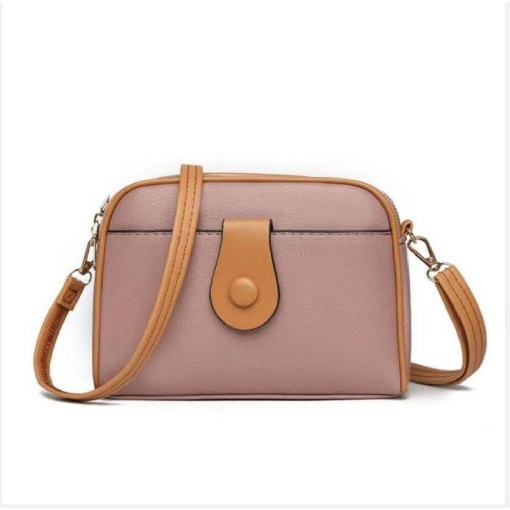 Cross Body Bag Small Women Purse Pink And Brown 8" X 6" X 3"